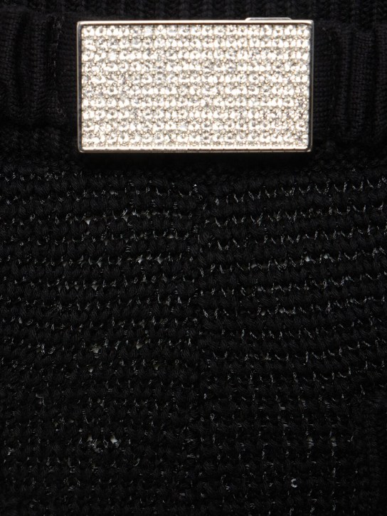Alessandra Rich: Sequined cotton blend knitted hot pants