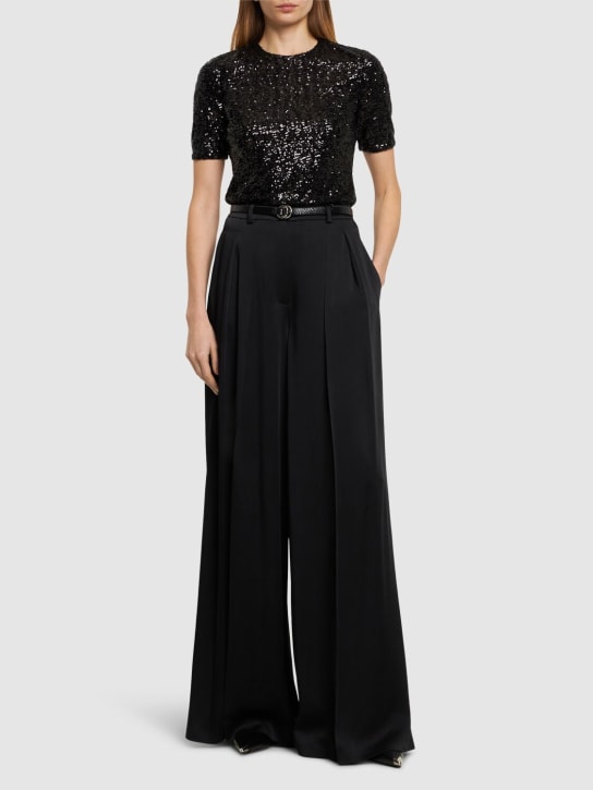 Michael Kors Collection - Pantalon droit en satin plissé taille haute