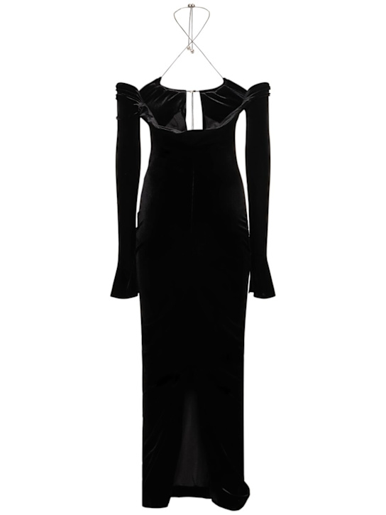 16arlington: Robe midi en velours à encolure licou Salm