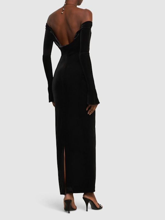 16arlington: Robe midi en velours à encolure licou Salm