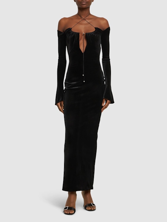 16arlington - Robe midi en velours à encolure licou Salm