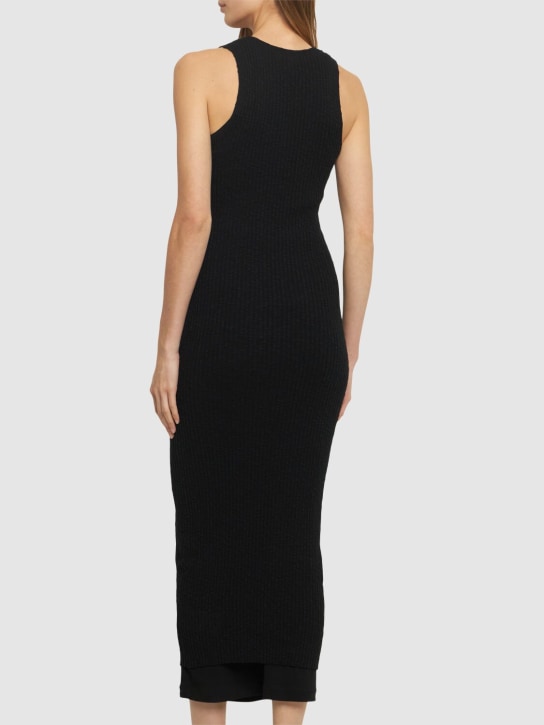 Jil Sander: Robe longue en maille côtelée de coton