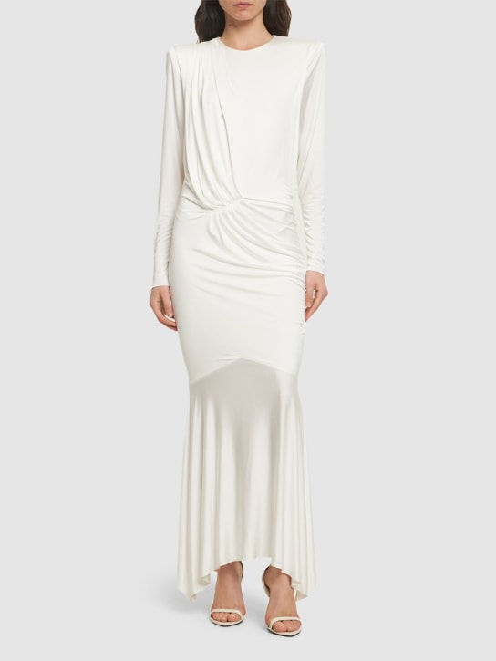 Alexandre Vauthier - Robe longue en satin drapé à manches longues