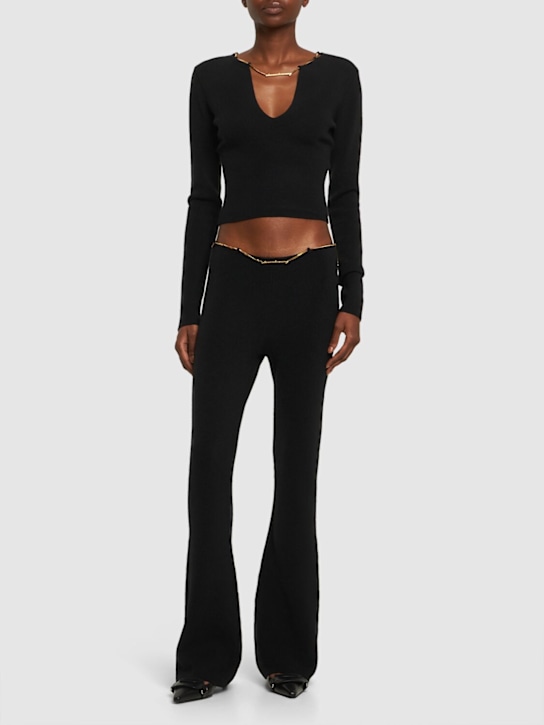 Alexander Wang: Hose aus Wollmischgewebe mit  Logo-Kette