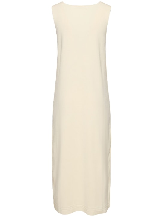 Jil Sander: Robe midi en maille de coton mélangé à col en V