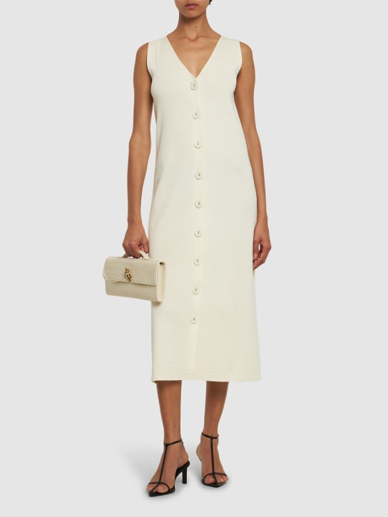 Jil Sander - Robe midi en maille de coton mélangé à col en V