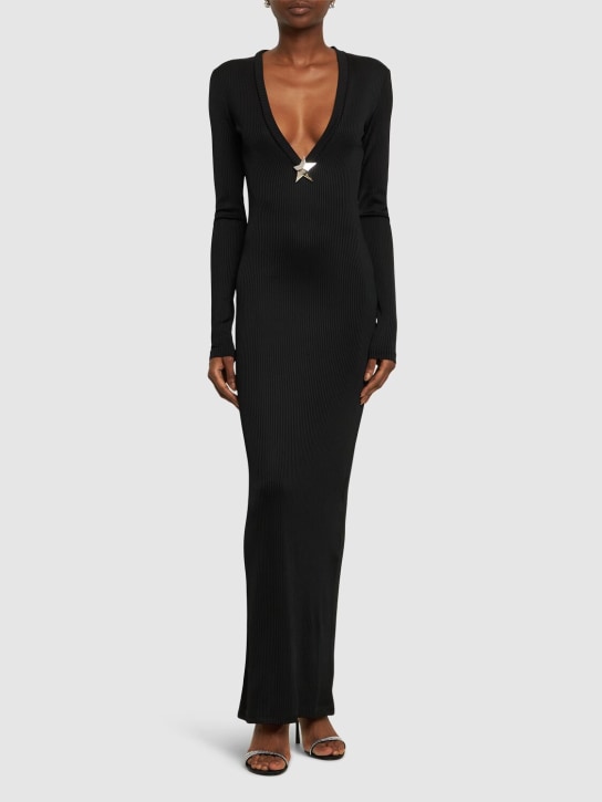 Area - Robe longue en viscose à col en V avec clou étoile