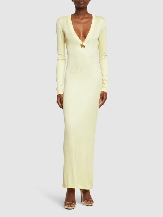 Area - Robe longue en viscose à col en V avec clou étoile