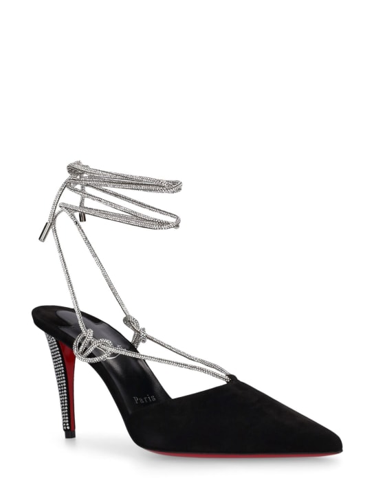 Christian Louboutin: 85mm hohe Pumps Wildleder mit Kristallen „Astrid“