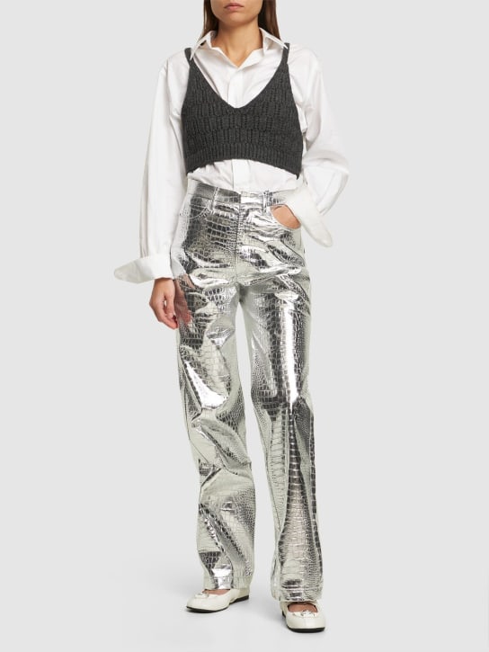 Rotate - Pantalon en viscose métallisée texturée
