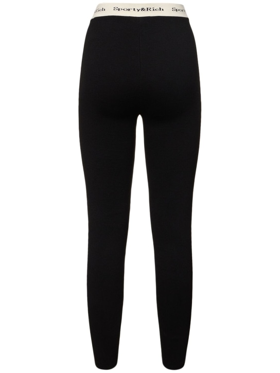 Sporty & Rich: Legging côtelé à logo taille haute