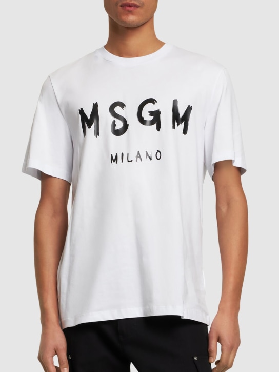 MSGM: T-shirt in jersey di cotone con logo stampato