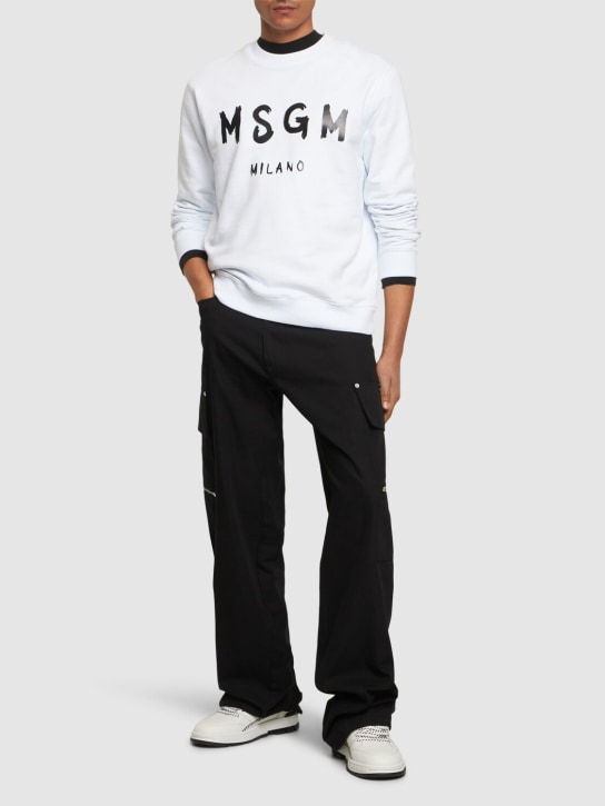 MSGM: Felpa in cotone spazzolato con logo stampato