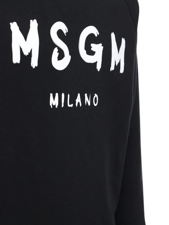 MSGM: Felpa in cotone spazzolato con logo stampato