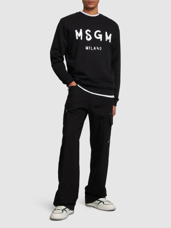 MSGM - Felpa in cotone spazzolato con logo stampato