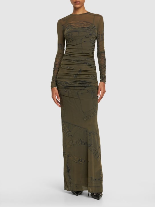 Blumarine: Vestito in techno stampato stretch