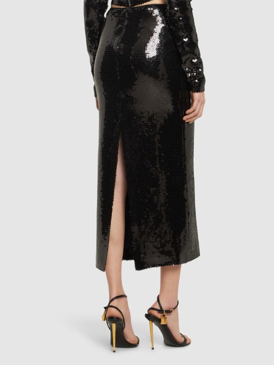 David Koma: Jupe crayon midi en sequins métallisés
