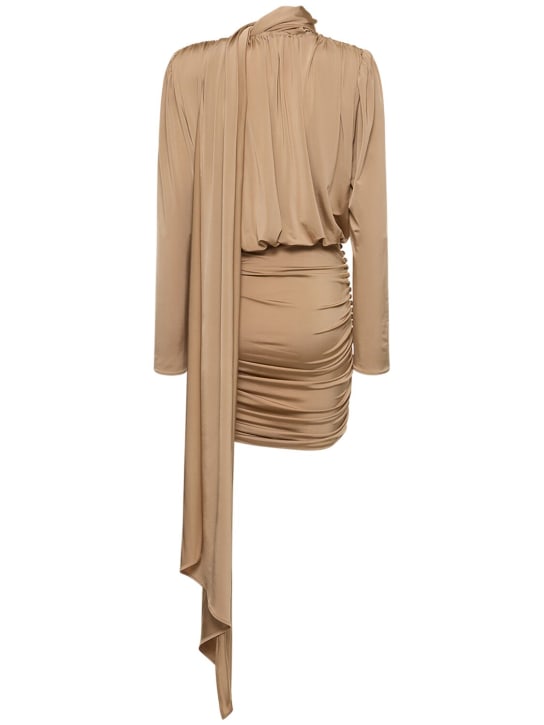 Magda Butrym: Minikleid aus Satin mit Drapierung und Schal