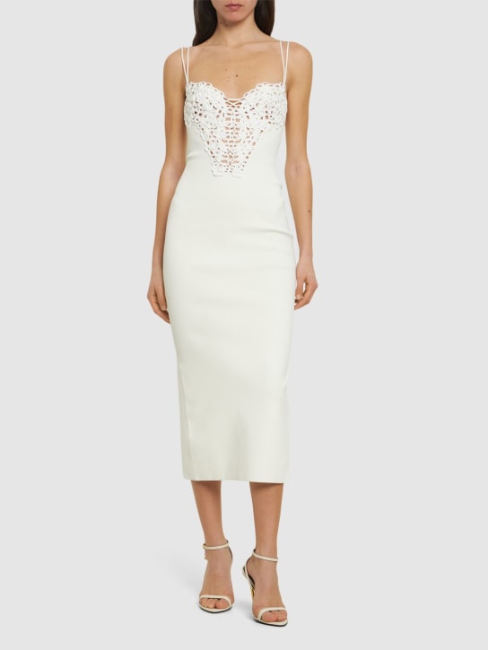 Galvan - Robe mi-longue en macramé semi-transparent brodé