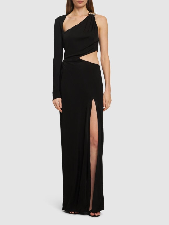 Galvan - Robe longue asymétrique en jersey ajouré