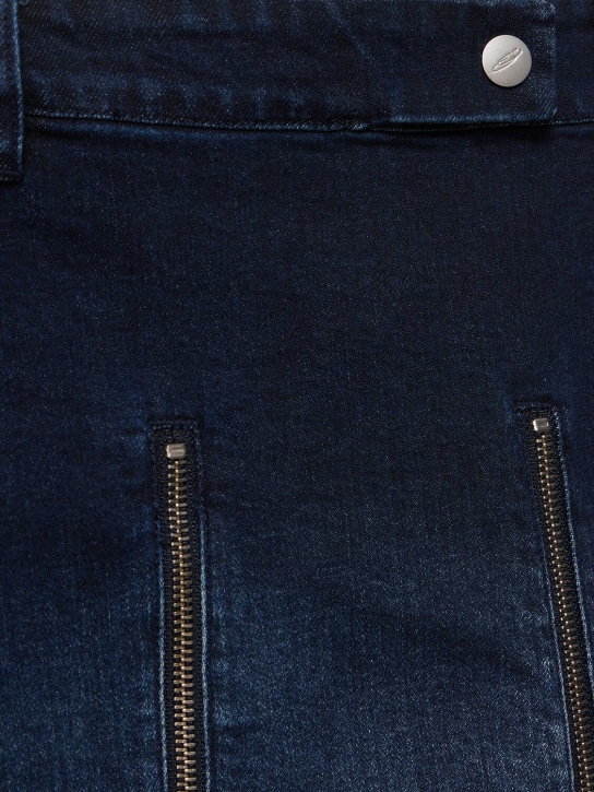 Cannari Concept: Jupe courte en denim à plis avec zips