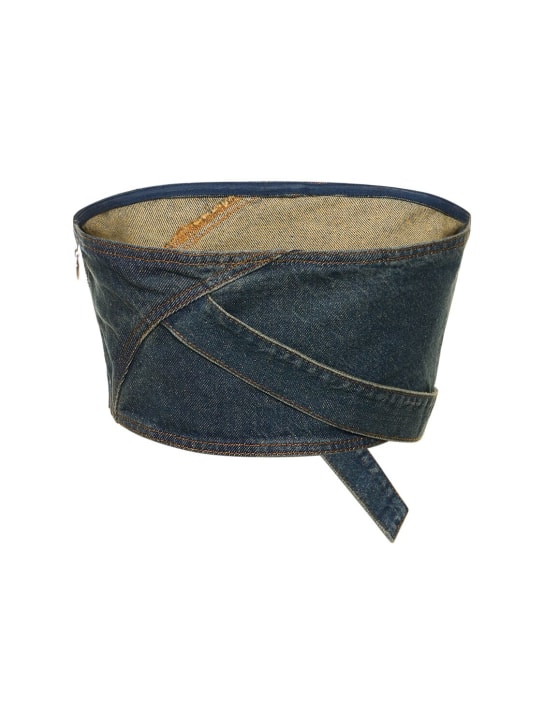 Cannari Concept: Top a fascia in denim di cotone con anello a D