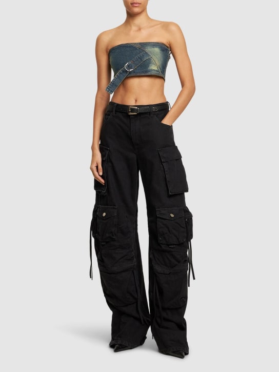 Cannari Concept - Top a fascia in denim di cotone con anello a D