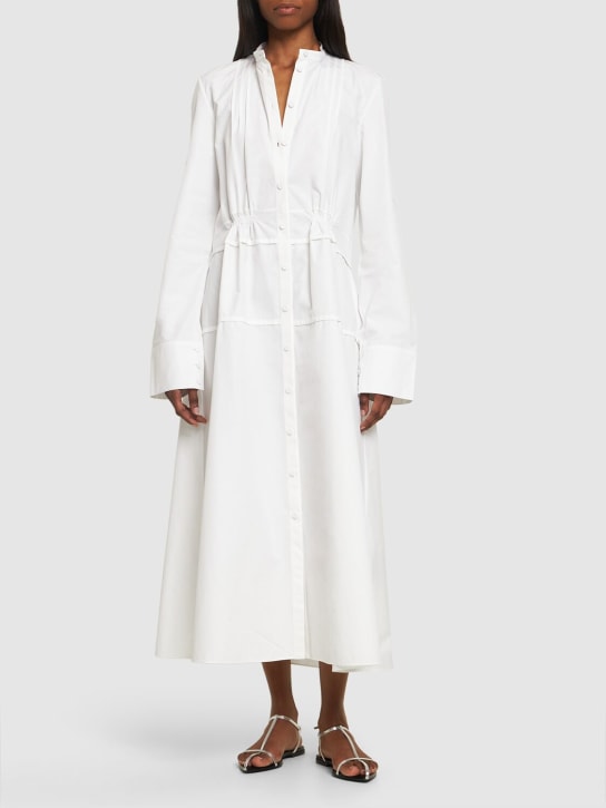 Jil Sander: Robe chemise midi en popeline de coton épais