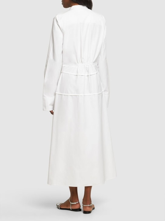 Jil Sander: Robe chemise midi en popeline de coton épais