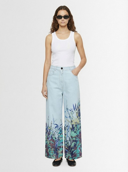 Forte_forte - Printed denim wide jeans