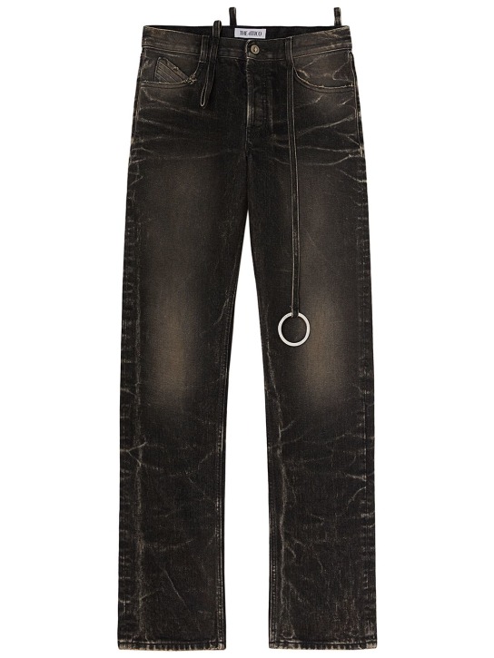 The Attico: Denim straight jeans w/ ring detail