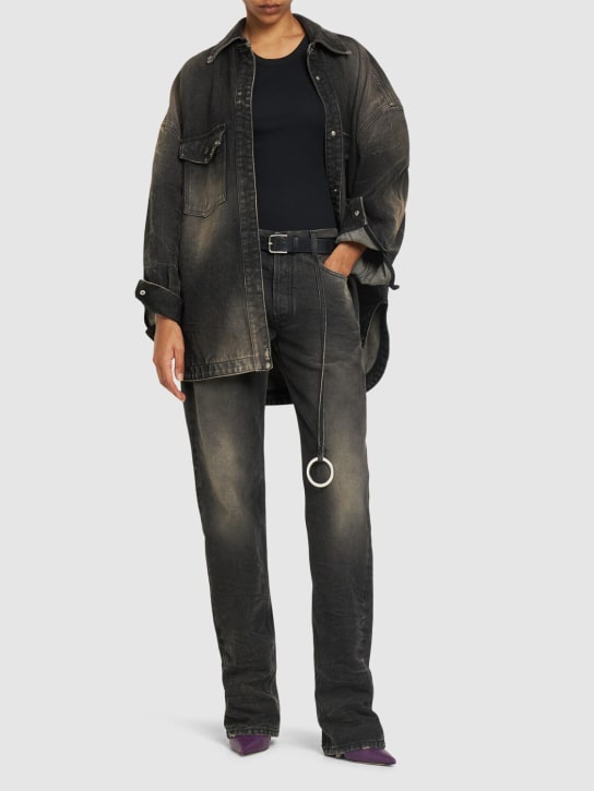 The Attico - Denim straight jeans w/ ring detail