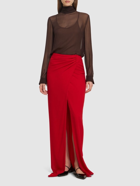 The Andamane - Jupe midi en soie stretch Phoebe