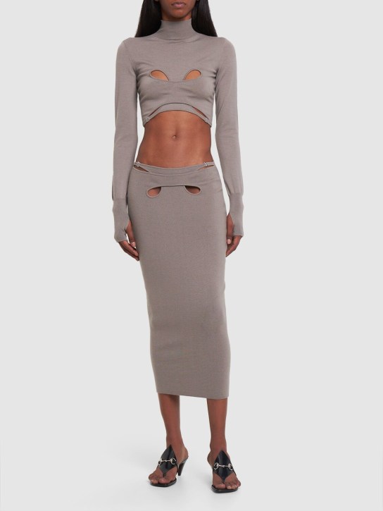 Dion Lee - Jupe mi-longue en maille ajourée