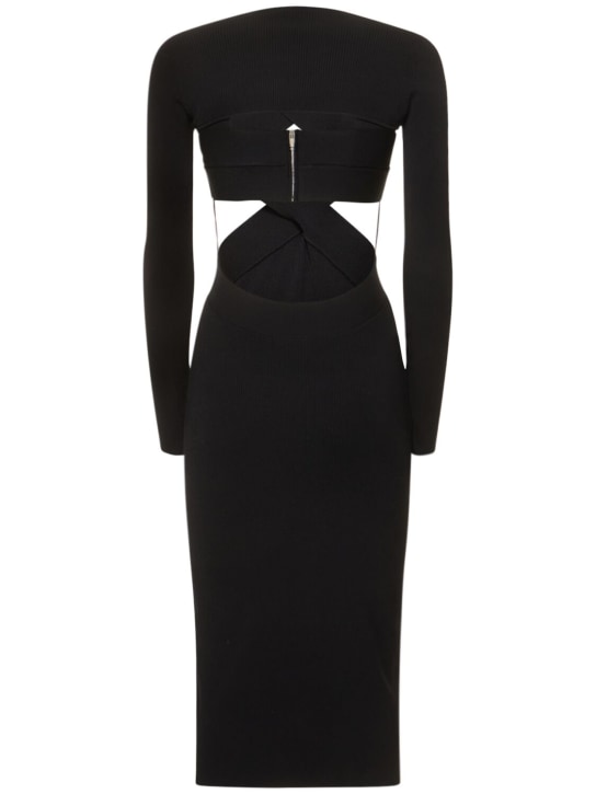 Dion Lee: Robe midi en maille ajourée à manches longues