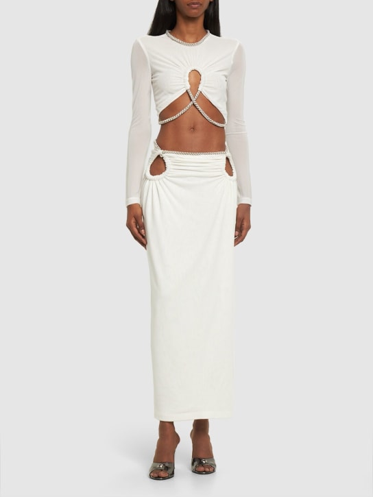 Dion Lee: Haut court en jersey transparent embelli