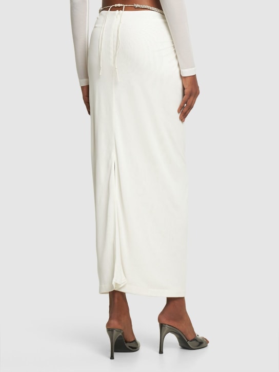 Dion Lee: Jupe midi en jersey transparent embelli