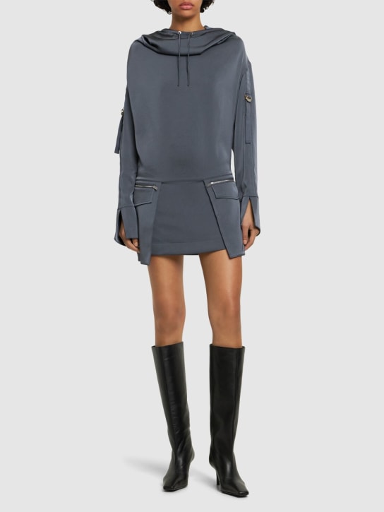 Dion Lee - Vestido corto de satén con capucha