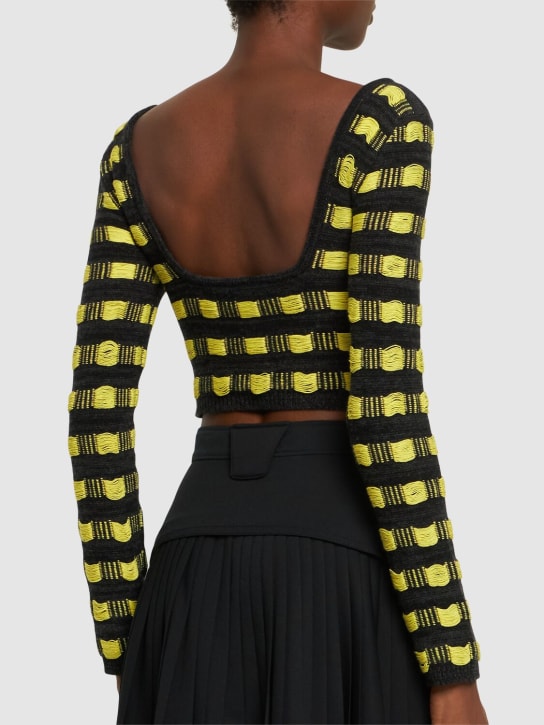 Ferrari: Crop top en maille de laine ajourée