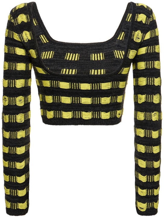 Ferrari: Crop top en maille de laine ajourée