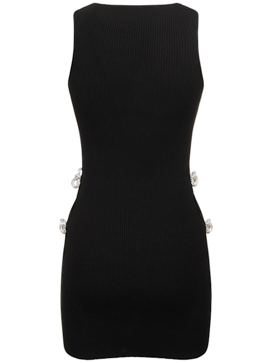 Mach & Mach: Robe courte en maille stretch embellie