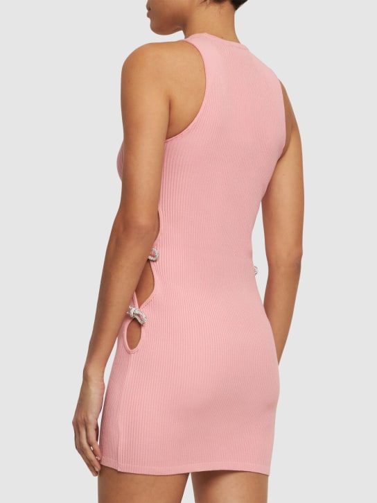 Mach & Mach: Robe courte en maille stretch embellie