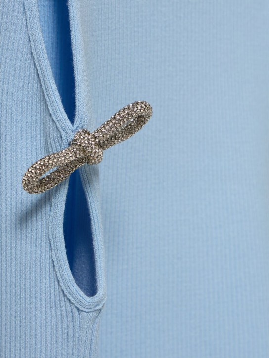 Mach & Mach: Robe courte en maille stretch embellie