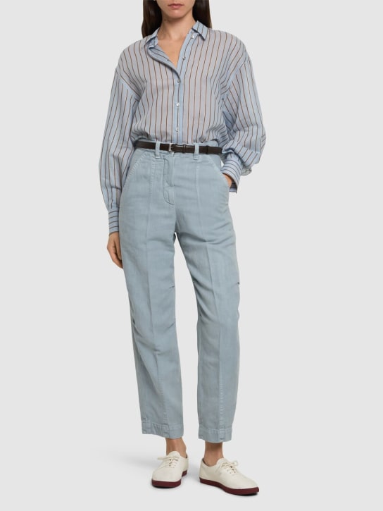 Brunello Cucinelli - Cotton & linen wide pants