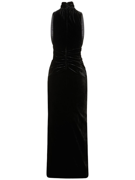 Alessandra Rich: Robe longue en velours drapé à col montant
