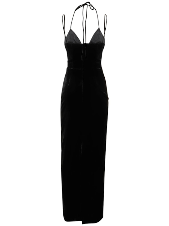 Alessandra Rich: Robe longue en velours embelli ajouré