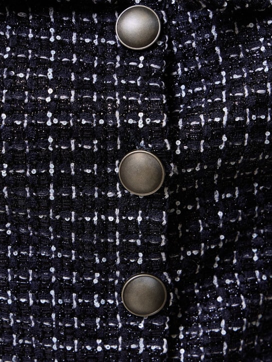 Alessandra Rich: Sequined tweed crop top w/bow