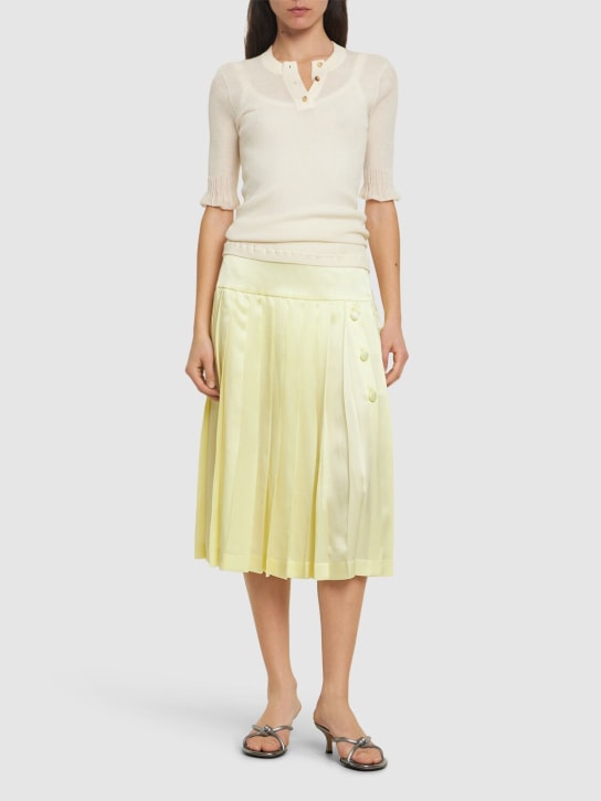 Alessandra Rich - Jupe midi en satin de soie à plis