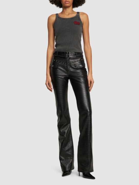 Alessandra Rich: Tanktop aus Baumwolljersey mit Patch