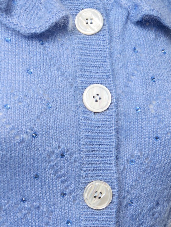 Alessandra Rich: Gilet cropped in maglia di mohari / borchie